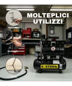 Compressore aria silenziato System+ 8lt 0,73hp