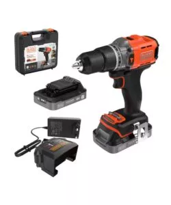 KIT VALIGETTA TRAPANO AVVITATORE A PERCUSSIONE A BATTERIA BLACK+DECKER "BCD383D2XK-QW" 2 BATTERIE 18V