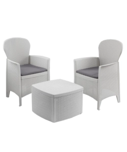 SET DA GIARDINO "TREE" IN POLIPROPILENE BIANCO 2 SEDUTE E TAVOLINO