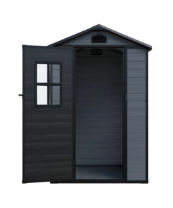Casetta da giardino Domus "Leonor 4x3" in resina grigio con porta battente singola 129x106x198 cm