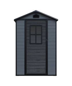 Casetta da giardino Domus "Leonor 4x3" in resina grigio con porta battente singola 129x106x198 cm