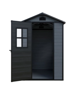 Casetta da giardino Domus "Leonor 4x6" in resina grigio con porta battente singola 134x194x198 cm