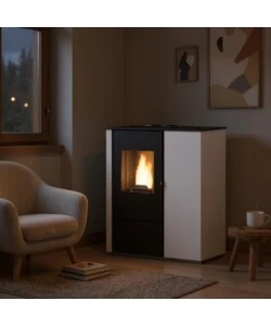 STUFA A PELLET SLIM VENTILATA PUNTO FUOCO "CARMEN" BIANCO 7 KW
