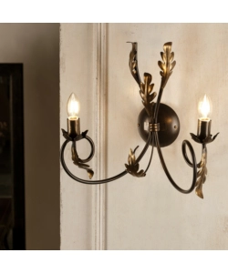 APPLIQUE 2 LUCI ONLI "GRETEL" BRONZO E14