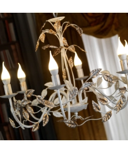 LAMPADARIO 6 LUCI ONLI "COLLANA" AVORIO E14