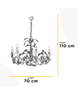 LAMPADARIO 6 LUCI ONLI "COLLANA" AVORIO E14