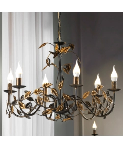 LAMPADARIO 6 LUCI ONLI "COLLANA" BRONZO E14