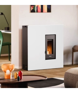 STUFA A PELLET SLIM ERMETICA FREEPOINT "RES 7 T2" BIANCO 6,9 KW CON WI-FI