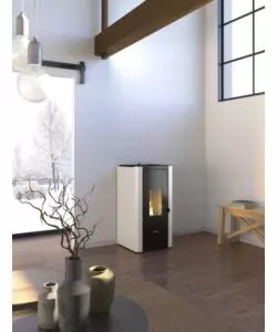 STUFA A PELLET ERMETICA FREEPOINT "INDIGO 7 T2" BIANCO 7 KW
