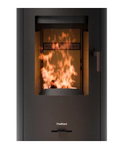 STUFA A LEGNA ERMETICA VENTILATA FREEPOINT "EOS 9 WOOD AIR T2" NERO 9 KW