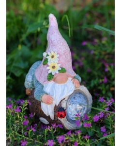 Nano su tronco da giardino solare con illuminazione led bianco caldo 13,5x10,5x20 cm