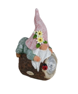 Nano su tronco da giardino solare con illuminazione led bianco caldo 13,5x10,5x20 cm