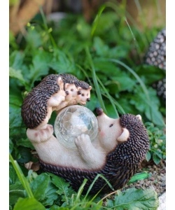 Famiglia ricci da giardino solare EuroGarden con illuminazione led bianco caldo 15,5x20,5x20,5 cm