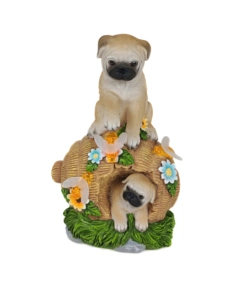 Cagnolini con fiori da giardino solari EuroGarden con illuminazione led bianco caldo 15x11x23 cm