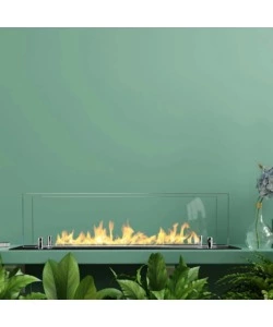 BRUCIATORE PER CAMINO BIOETANOLO DIVINA FIRE IN ACCIAIO INOX E VETRI NERO 64,5X19,4X21 CM