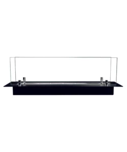 BRUCIATORE PER CAMINO BIOETANOLO DIVINA FIRE IN ACCIAIO INOX E VETRI NERO 64,5X19,4X21 CM