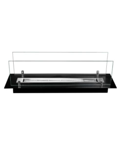 BRUCIATORE PER CAMINO BIOETANOLO DIVINA FIRE IN ACCIAIO INOX E VETRI NERO 64,5X19,4X21 CM