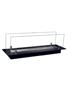 BRUCIATORE PER CAMINO BIOETANOLO DIVINA FIRE IN ACCIAIO INOX E VETRI NERO 64,5X19,4X21 CM