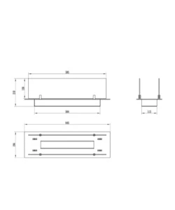 BRUCIATORE PER CAMINO BIOETANOLO DIVINA FIRE IN ACCIAIO INOX E VETRI NERO 64,5X19,4X21 CM