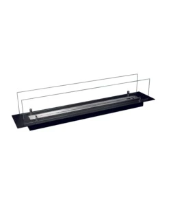 BRUCIATORE PER CAMINO BIOETANOLO DIVINA FIRE IN VETRO E ACCIAIO NERO 99X19,4X21 CM