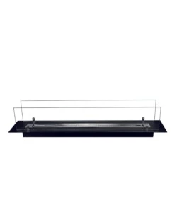 BRUCIATORE PER CAMINO BIOETANOLO DIVINA FIRE IN VETRO E ACCIAIO NERO 99X19,4X21 CM