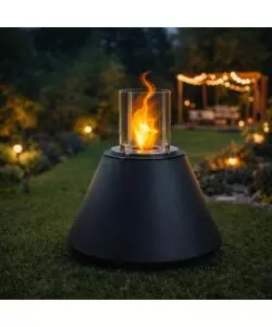 CAMINO BIOETANOLO DA TERRA PER INTERNO ESTERNO DIVINA FIRE "STROMBOLI" IN RESINA ANTRACITE Ø60X56 CM