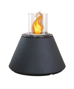 CAMINO BIOETANOLO DA TERRA PER INTERNO ESTERNO DIVINA FIRE "STROMBOLI" IN RESINA ANTRACITE Ø60X56 CM