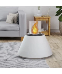 CAMINO BIOETANOLO DA TERRA PER INTERNO ESTERNO DIVINA FIRE "STROMBOLI" IN RESINA BIANCO PERLA Ø60X56 CM