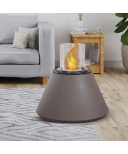 CAMINO BIOETANOLO DA TERRA PER INTERNO ESTERNO DIVINA FIRE "STROMBOLI" IN RESINA TORTORA Ø60X56 CM