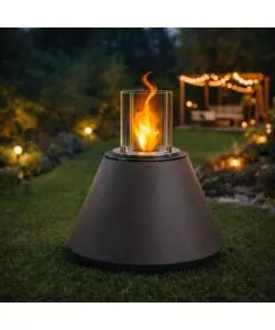 CAMINO BIOETANOLO DA TERRA PER INTERNO ESTERNO DIVINA FIRE "STROMBOLI" IN RESINA TORTORA Ø60X56 CM