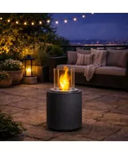 CAMINO BIOETANOLO DA TERRA PER INTERNO ESTERNO DIVINA FIRE "MODIGLIANI" IN RESINA GRIGIO Ø36X56 CM