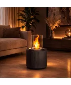 CAMINO BIOETANOLO DA TERRA PER INTERNO ESTERNO DIVINA FIRE "MODIGLIANI" IN RESINA GRIGIO Ø36X56 CM