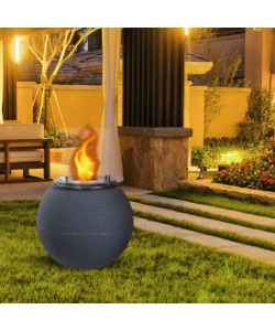 CAMINO BIOETANOLO DA TERRA PER INTERNO ESTERNO DIVINA FIRE "BOTTICELLI" IN RESINA GRIGIO Ø40X54 CM