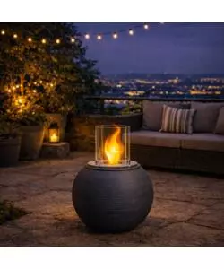 CAMINO BIOETANOLO DA TERRA PER INTERNO ESTERNO DIVINA FIRE "BOTTICELLI" IN RESINA GRIGIO Ø40X54 CM