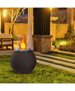 CAMINO BIOETANOLO DA TERRA PER INTERNO ESTERNO DIVINA FIRE "BOTTICELLI" IN RESINA MARRONE Ø40X54 CM
