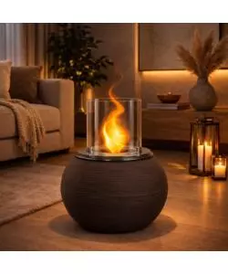 CAMINO BIOETANOLO DA TERRA PER INTERNO ESTERNO DIVINA FIRE "BOTTICELLI" IN RESINA MARRONE Ø40X54 CM