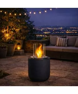 CAMINO BIOETANOLO DA TERRA PER INTERNO ESTERNO DIVINA FIRE "RAFFAELLO" IN RESINA GRIGIO Ø35X55 CM