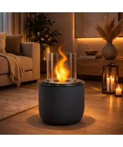 CAMINO BIOETANOLO DA TERRA PER INTERNO ESTERNO DIVINA FIRE "RAFFAELLO" IN RESINA GRIGIO Ø35X55 CM