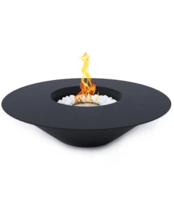 CAMINO BIOETANOLO DA TERRA TONDO PER INTERNO ESTERNO DIVINA FIRE "SANTORINI" IN ACCIAIO NERO Ø60X15 CM
