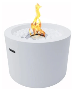 CAMINO BIOETANOLO DA TERRA TONDO PER INTERNO ESTERNO DIVINA FIRE "RODI" IN ACCIAIO BIANCO Ø47,5X32,5 CM