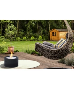 CAMINO BIOETANOLO DA TERRA TONDO PER INTERNO ESTERNO DIVINA FIRE "RODI" IN ACCIAIO NERO Ø47,5X32 CM