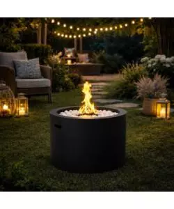CAMINO BIOETANOLO DA TERRA TONDO PER INTERNO ESTERNO DIVINA FIRE "RODI" IN ACCIAIO NERO Ø47,5X32 CM