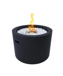 CAMINO BIOETANOLO DA TERRA TONDO PER INTERNO ESTERNO DIVINA FIRE "RODI" IN ACCIAIO NERO Ø47,5X32 CM