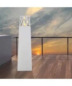 CAMINO BIOETANOLO DA TERRA PER ESTERNO DIVINA FIRE "VULCANO" IN ACCIAIO BIANCO 40X40X145 CM