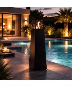 CAMINO BIOETANOLO DA TERRA PER ESTERNO DIVINA FIRE "VULCANO" IN ACCIAIO NERO 40X40X145 CM