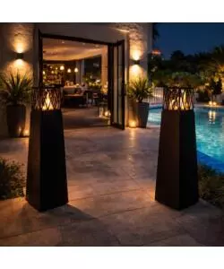 CAMINO BIOETANOLO DA TERRA PER ESTERNO DIVINA FIRE "VULCANO" IN ACCIAIO NERO 40X40X145 CM
