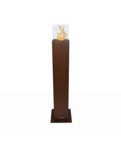 CAMINO BIOETANOLO DA TERRA PER ESTERNO DIVINA FIRE "CAPRI 110" IN ACCIAIO RUGGINE 30X30X128 CM