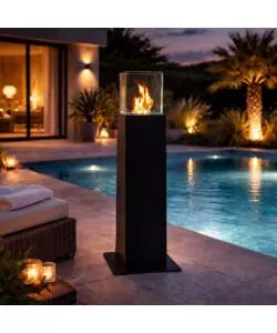 CAMINO BIOETANOLO DA TERRA PER ESTERNO DIVINA FIRE "CAPRI 70" IN ACCIAIO NERO 30X30X70 CM