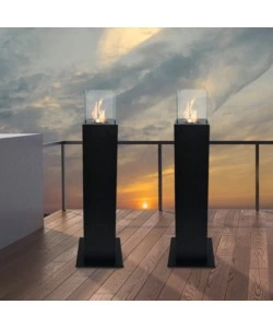 CAMINO BIOETANOLO DA TERRA PER ESTERNO DIVINA FIRE "CAPRI 110" IN ACCIAIO NERO 30X30X110 CM