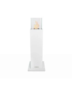 CAMINO BIOETANOLO DA TERRA PER ESTERNO DIVINA FIRE "CAPRI 110" IN ACCIAIO BIANCO 30X30X110 CM
